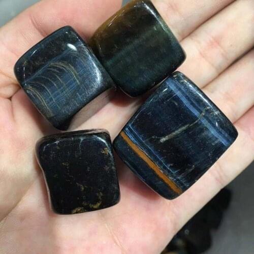 4pcs Natural Stones and Crystals Blue Obsidian Quartz Polished Square Tumbled Stone Mineral Specimen for Decoration