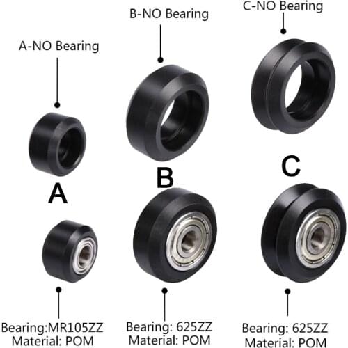 5/10PCS CNC Openbuilds Plastic POM Wheels Small Big Bearing Pulley V-type for V-slot C-beam Passive Round Perlin Wheel RepRap