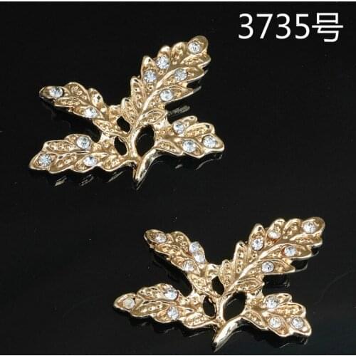 50pcs 19*29MM Gold Color Crystal Leaf Charms Wholesale Zinc Material DIY Jewelry Beautiful Leaf Pendant Charms