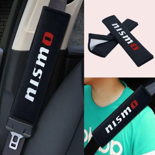 2pcs Car Safety Belt Seat Cover Auto Goods Car Accessories Interior Interior Parts Car Accessory For Nismo Logo Emblem R34 GTR
