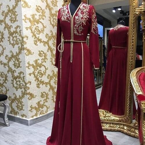 Bbonlinedress Moroccan Caftan Evening Dresses Beads Hand Work Muslim Evening Dress Arabic Abaya Formal Dress robe de soiree