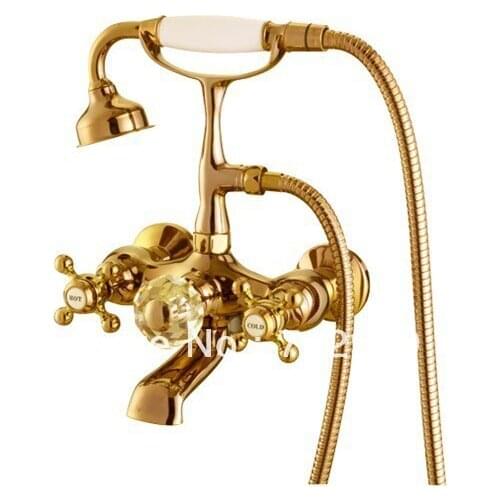 Free shipping Gold clour Bathroom CLAWFOOT bath and shower FAUCET TELEPHONE FAUCET