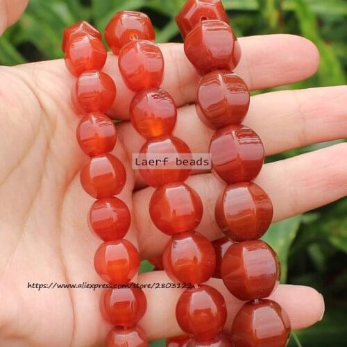 10-15mm Natural Red Agate Lantern Shape Gemstone beads 15"/38cm , For DIY Jewelry making