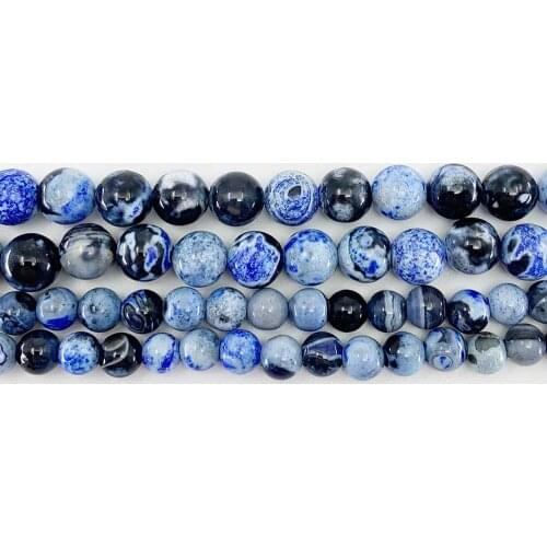 1 strand/lot 6 8 10 mm Natural Stone Blue Flame Agates Bead Round Loose Spacer Beads For Jewelry Making Findings DIY Bracelet
