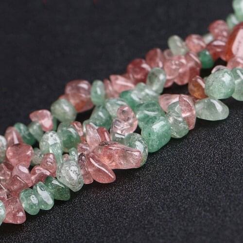 5-8mm Green & Pink Cherry Quartz Beads Natural Freeform Chips Beads For Jewelry Making beads 15'' Needlework DIY Beads Trinket