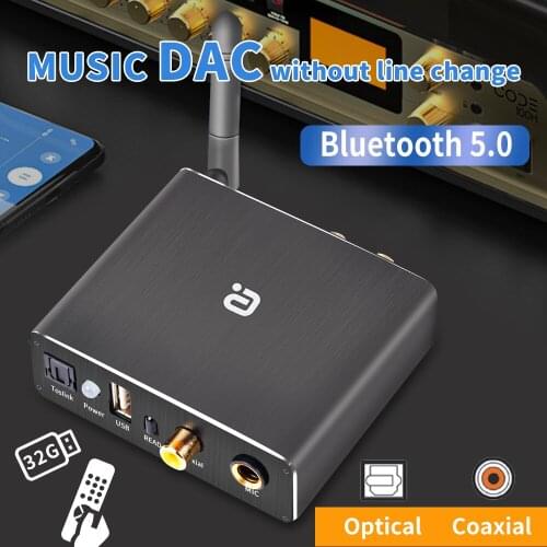 DAC Decoder Adapter Bluetooth 5.0 Receiver Audio Amp U-disk Player KTV Microphone Optical Coaxial To Analog Converter remote