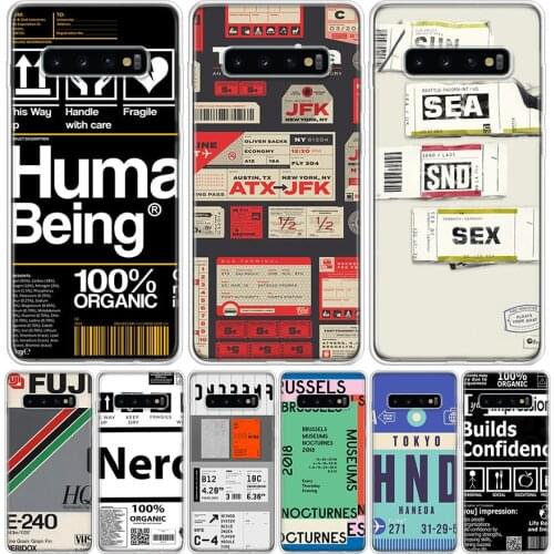 Ins Stamp Label Barcode Phone Case for Samsung Galaxy S10 S20 Ultra Note 10 9 8 S9 S8 S7 J4 J6 J8 Plus Lite + Popular Cover Capa