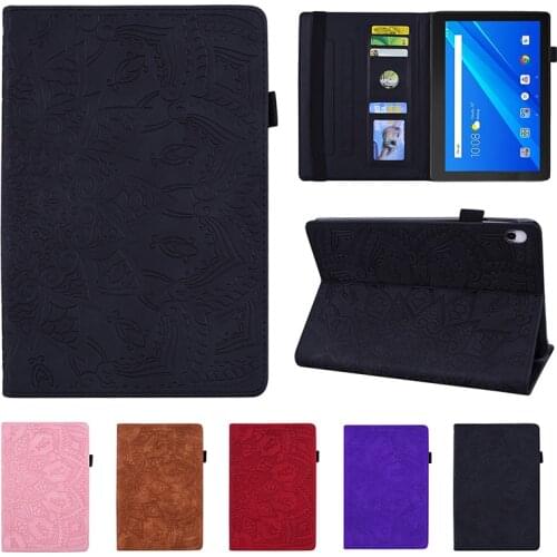 Flower Embossed Case For Lenovo Tab M10 TB-X605F/L TB-X505F/L 10.1" PU Leather Flip Wallet Stand Cover For Tab P10 TB-X705F/L
