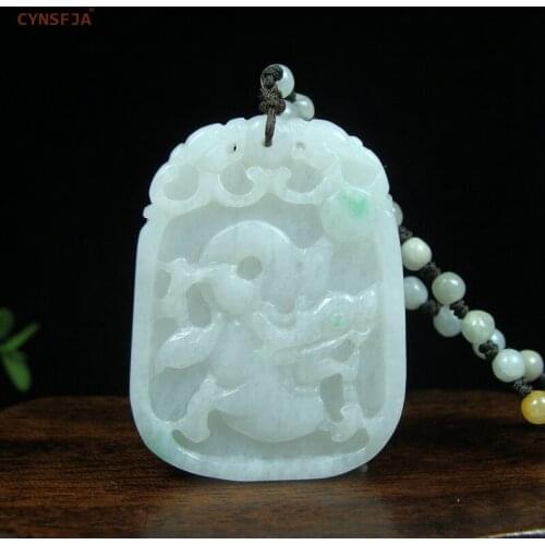 CYNSFJA Real Rare Certified Natural Grade A Burmese Jadeite Mens Amulet Dragon Jade Pendant High Quality Hand Carved Best Gift