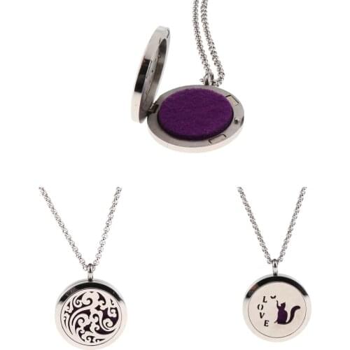 Women Aromatherapy Essential Oil Diffuser Pendant Locket Fragrance Necklace