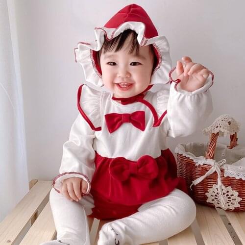 One-year-old Baby Triangle Shorts Romper Newborn Female Baby New Years Clothing Jumpsuit Girls Autumn and Winter Clothes
