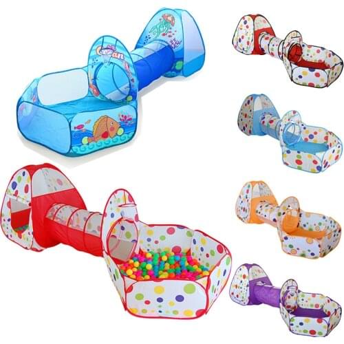 3 In 1 Play Tent Baby Toys Ball Pool Shoot Basket Crawling Tunnel for Children Kids Foldable Play House Indoor Outdoor Games