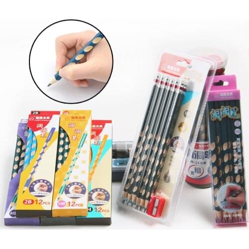 Hole pen triangular pencil positive posture prevention of myopia anti-slip student practice word hole pencil