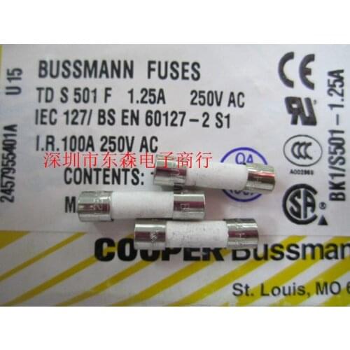 BUSSMANN S501 F1.25A 250V ceramic fuse fast break fuse 5X20MM Genuine