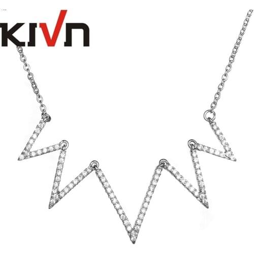KIVN Fashion Jewelry Multiple V Shape Pave CZ Cubic Zirconia Choker Necklaces for Women