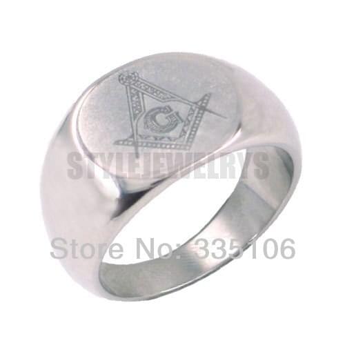 Classic Masonic Ring Stainless Steel Jewelry Freemasonry Compass Masonic Motor Biker Ring Mens Women Ring Wholesale SJR0022
