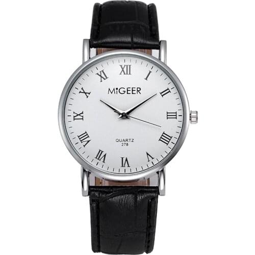 MIGEER Watches Fashion Casual Simple Watches Men Relogio Masculino 2020 Faux Leather Quartz Clock Watches Mens Business Watch