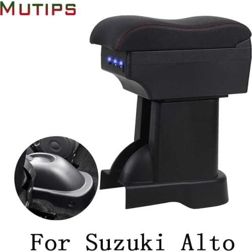 Mutips For Suzuki Alto armrest box curve storage box leather arm rest car-styling accessories interior decoration 2008-2016 auto
