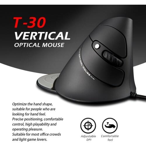 T-30 Wired Optical Mouse Vertical Mouse USB Wired Gaming Mouse 6 Keys Ergonomic Mice with 4 Adjustable DPI for PC Computer