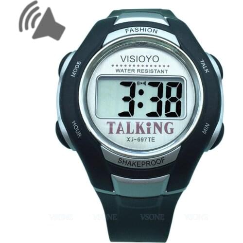 VISIOYO Digital English Talking Wristwatch with Alarm Clock Sports Style
