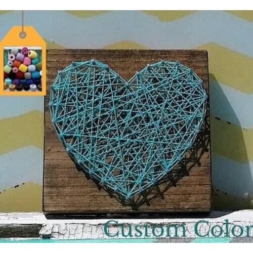 LIMITED TIME SALE String Art Heart on Stained Wood, Handmade by Nailed It Designs, Unique Gift Under 15