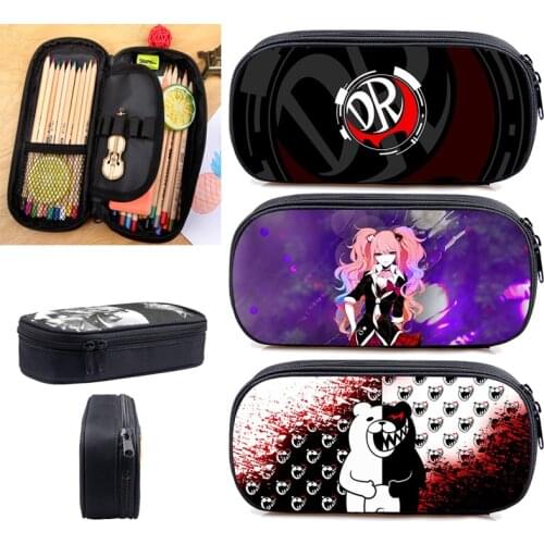 Women Cartoon Make Up Boxes Danganronpa Monokuma Pencil Case 3D Print Anime Multifunctional Stationery Large Capacity Stationery