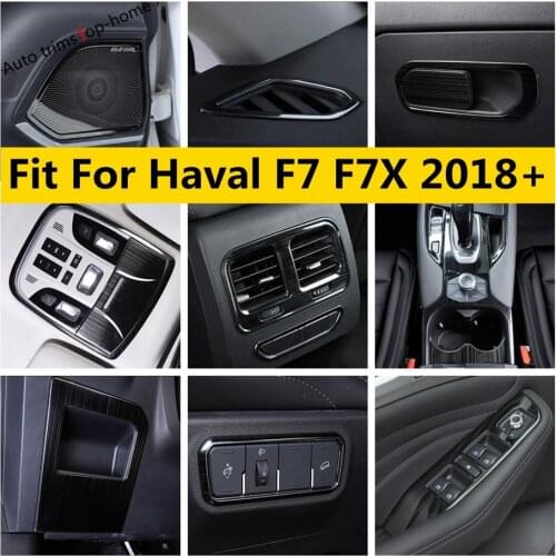 Front Head Light Button Storage Box Gear Panel Air AC Vent Cover Trim For Haval F7 F7X 2018 - 2021 Stainless Steel Accessories