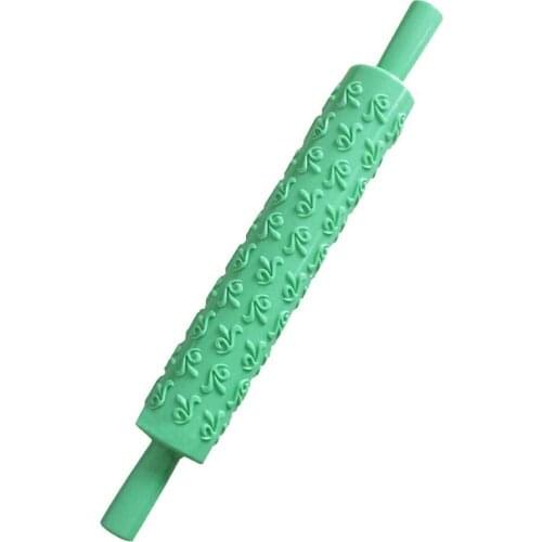 Rolling Fondant Cutter Roller Pin Leaves Embosser Decorating Cake Paste Dough Plastic Baking Tools