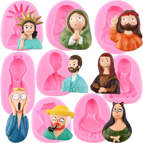 DIY Cartoon Man Woman Silicone Molds Statue Of Liberty Resin Clay Mold Fondant Cake Decorating Tools Chocolate Gumpaste Moulds