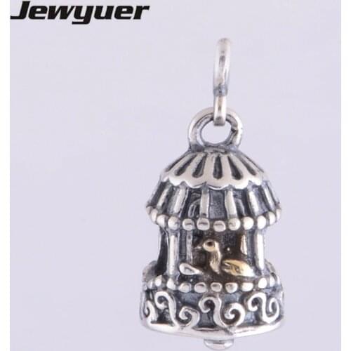 Silver animal charms with golden Song bird 925 sterling silver jewelry fit bead bracelet diy for women fine jewelry Memnon