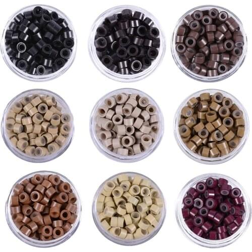 Silicone Lined Micro Link Ring Hair Extensions Beads Salon Micro ring Hair Extenison Accessories Tool 100/500/1000PCS