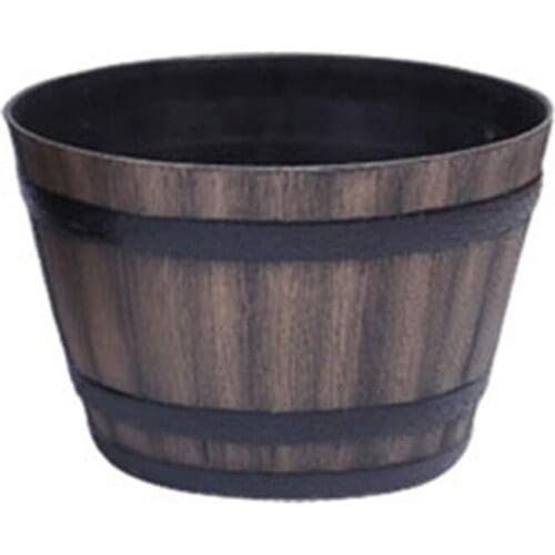 Resin Whiskey Barrel Flower Pot Round Planter Indoor Outdoor Garden Yard Patio B99