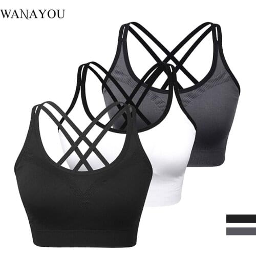 WANAYOU Push Up Breathable Sports Bra,Thin Strap Seamless Yoga Bra,Elastic Running Gym Bra,S-2XL Quick Dry Workout Bra Tops