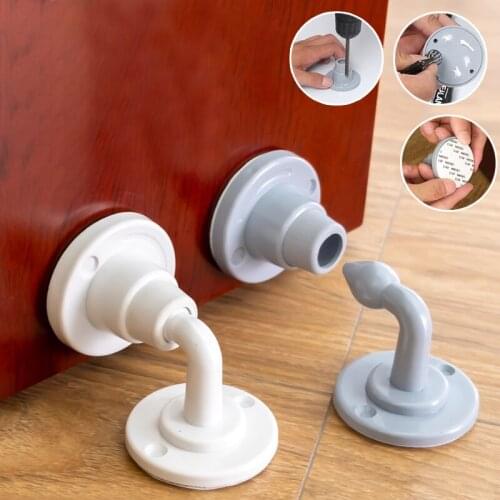 5pcs/lot Door Stopper White Self Adhesive Non Drilling Sticker Wall Protectors Hidden Door Holders Catch Self Adhesive Tape