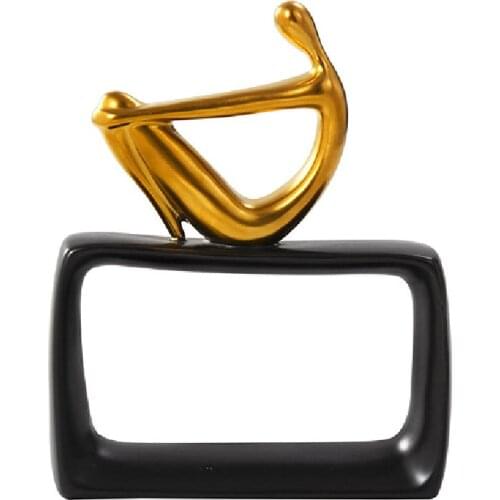 Home Decoration Ceramic Crafts Decoration Creative Living Room Wine Cabinet Ceramic Figure Light Luxury Decoration