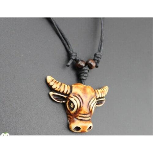 4PC Vintage Resin Necklace calf head pendant accessories free of freight