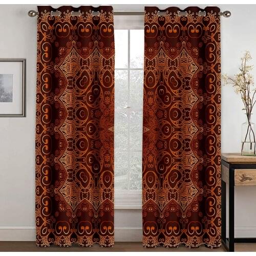 Living Room Shading 90% Decorative Curtain Red Pattern Pattern Home Textile Decoration Bedroom Perforated Curtains