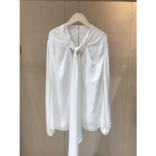 Ladies 2021 fashion new long sleeve sexy streamer silk shirt 1007