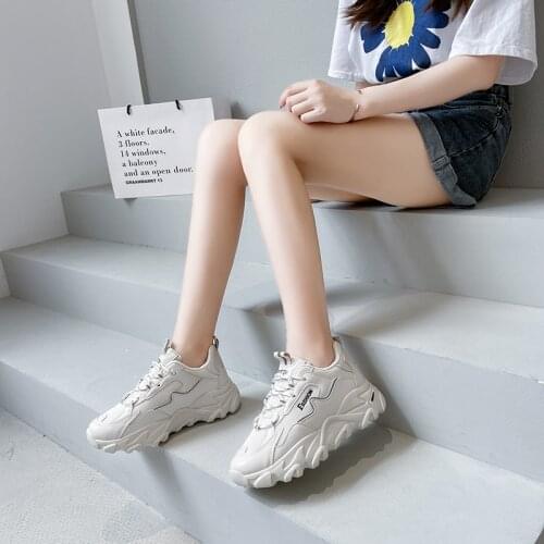 2021 Autumn Beige Lace-up Wedges Platform Shoes Women Sneakers Womens Shoes Breathable Mesh Sports Casual Shoes basket femme