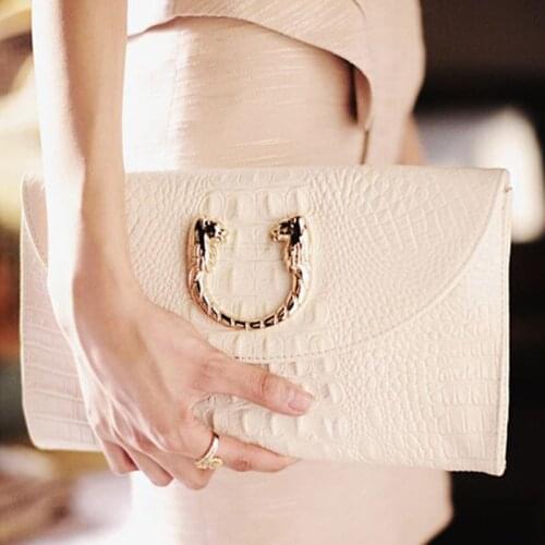 2020 genuine leather crocodile pattern women day clutch envelope flap chain purse