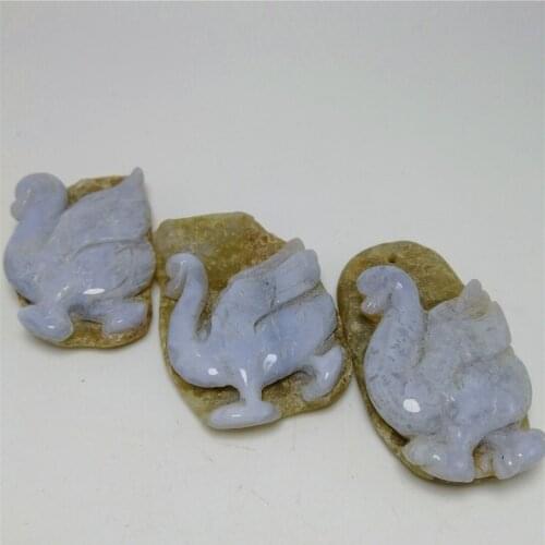 1 pc tail cargo 40mm natural quarz crystal power blue lace agate stone swan goose special animal necklace rare gemstone