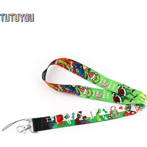 1pcs PC3058 Cartoon Green Monster Christmas Gift Lanyard For Child Students Friend Phone USB Badge Holder Necklace Hang Rope