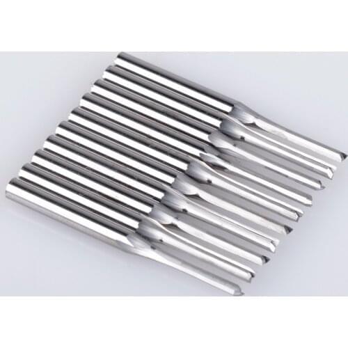 10Pcs 3.175x2x12mm Double Two Flute Straight Slot CNC Router Bits Wood MDF Milling