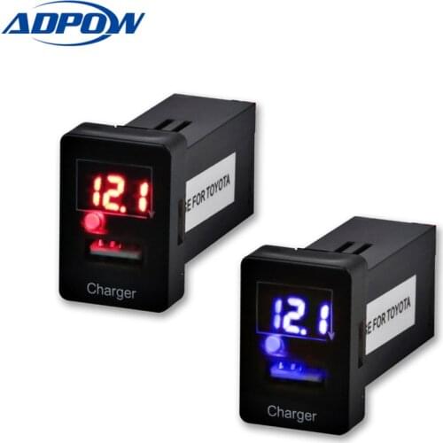 12V Phone Charger USB Dashboard Voltmeter Car Voltmeter Display Charger Adapter Cigarette Lighter Charger For TOYOTA Car Socket
