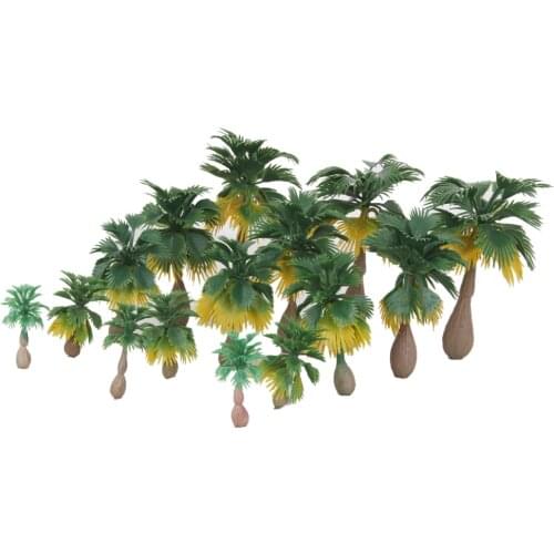 15pcs Plastic Model Palm Trees 3.5-10cm Multi Scale for DIY Crafts, Wargames, War Gaming Scenery or Building Diorama Scenics
