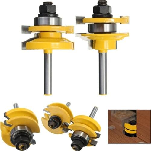 2Pcs/set 1/4 Inch Shank 2 Bit Rail & Stile Router Bit Set Router Bits For Wood Tungsten Carbide Woodworking Milling Cutter