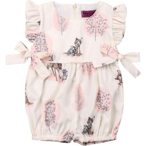 2019 Baby Girls Romper Newborn Summer Kids Clothes Infant Bowknot Romper Toddler Girls Jumpsuit Princess Outfit 0-24M
