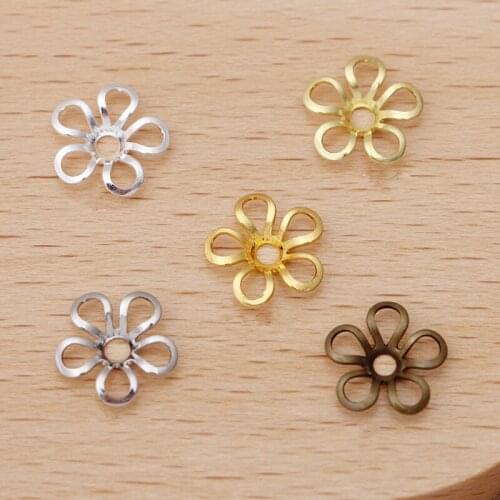 400pcs 9mm Metal Brass Flowers Tray Filigree Flowers Bead Caps DIY Accessories For Jewelry Making