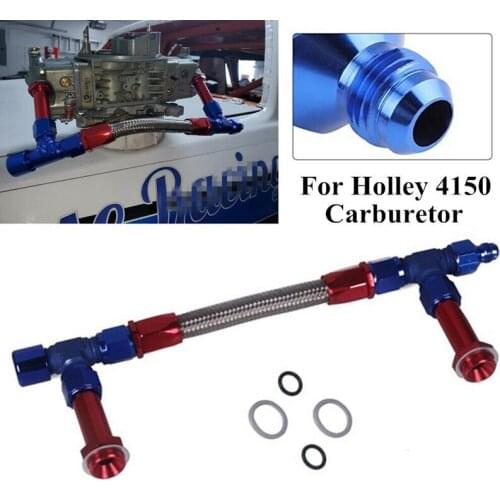 4150 Braided Dual Feed Fuel Line Kit, AN8 Dual Feed Fuel Line Kit Carb Fittings for 4150 Based Carb with AN6 Adapter