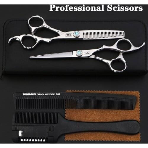 6.0 Hair Scissors, Professional Hairdressing Scissors, 440C High Quality Haircut Set, Salon Haircut Tools,Barber Scissors Set
